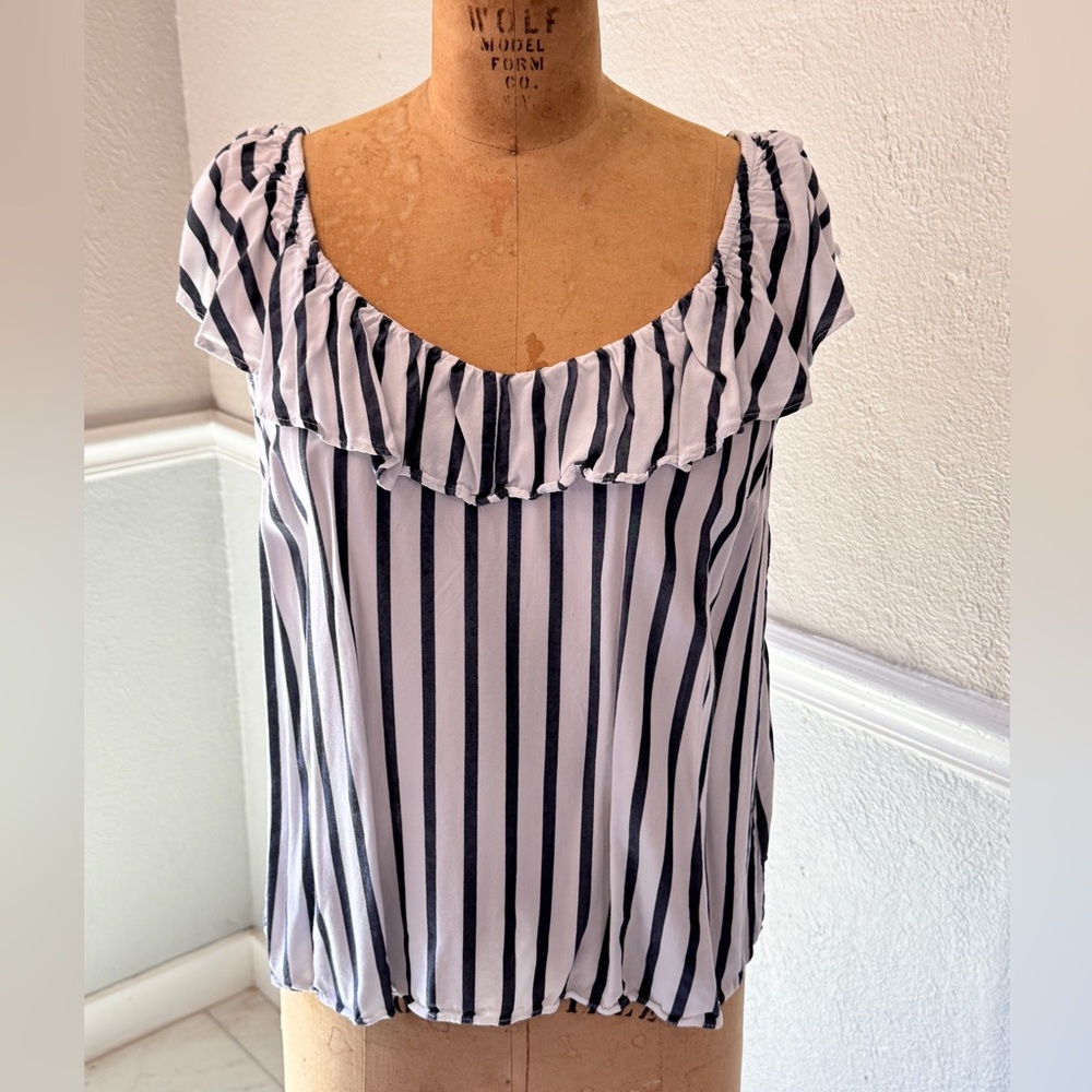Old Navy Black and White Striped Blouse